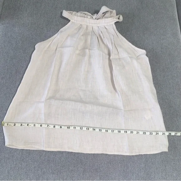 Bellambra-Linen Blouse with Bow tie in back  beige size Large#cotton tank top - Picture 6 of 7